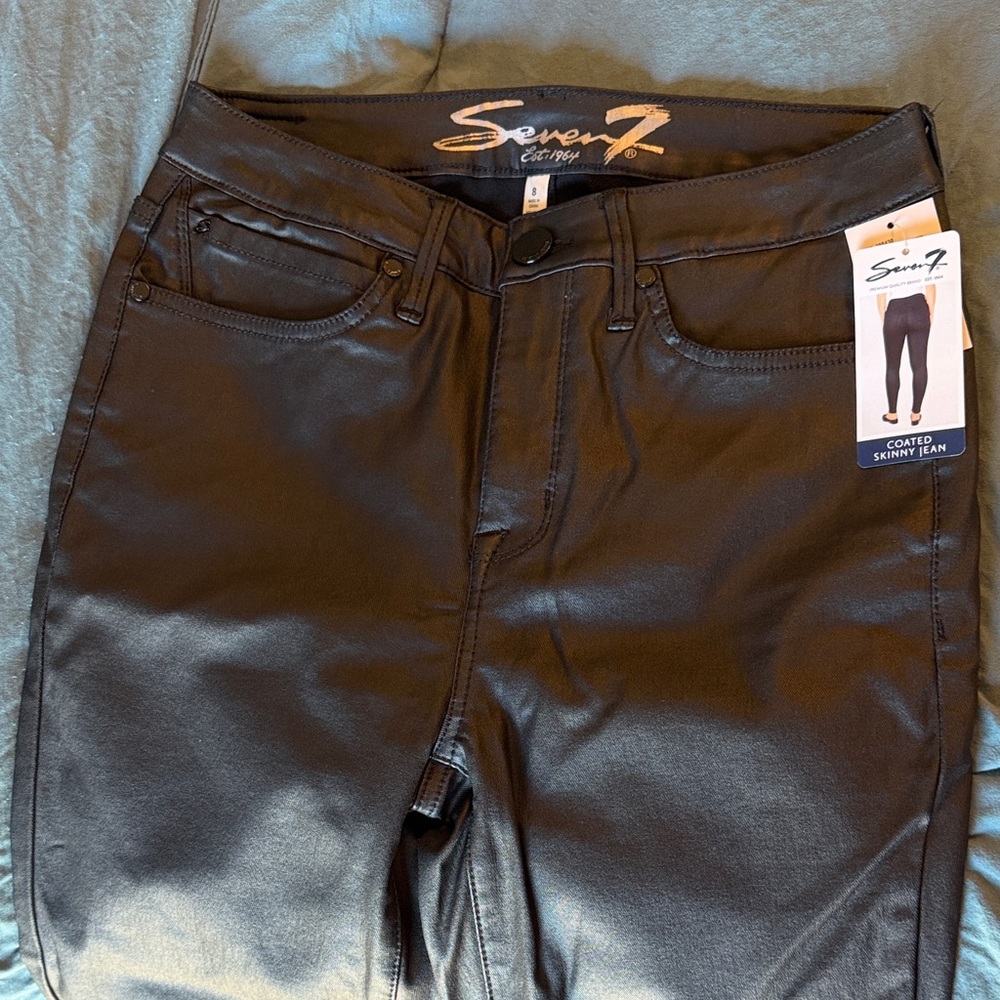 Seven7 Black Coated Skinny Jeans